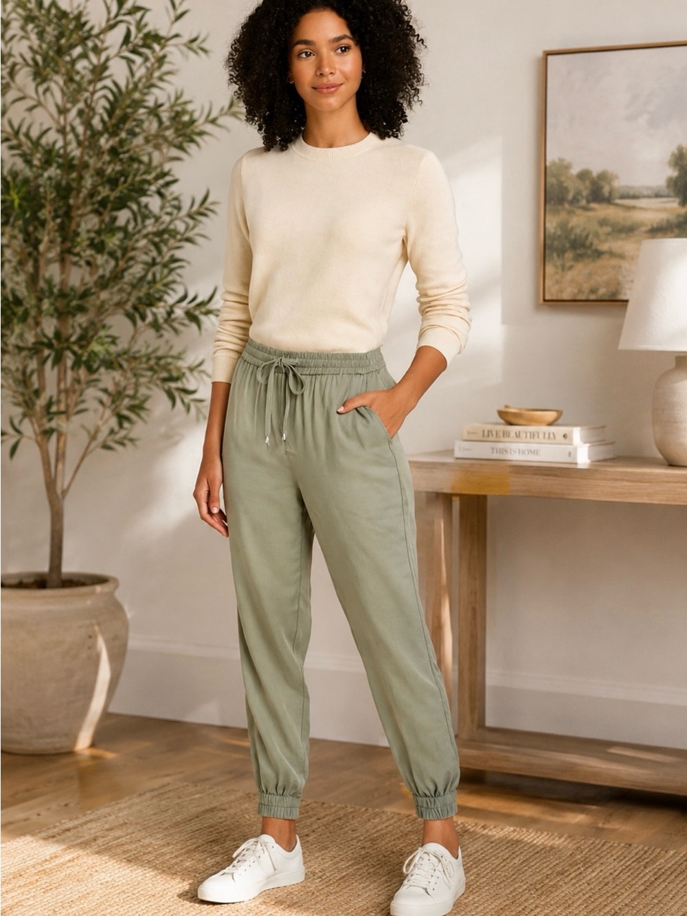 NWT Nanette Lepore Spring Sage Drawstring
Jogger Pants Small 💛